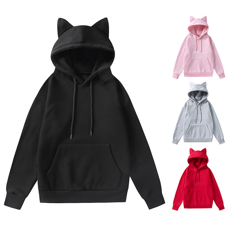 Damer Hoodie med kattöron och känguruficka Mirla-Eva Jonsson