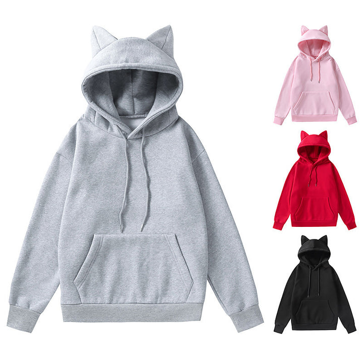Damer Hoodie med kattöron och känguruficka Mirla-Eva Jonsson
