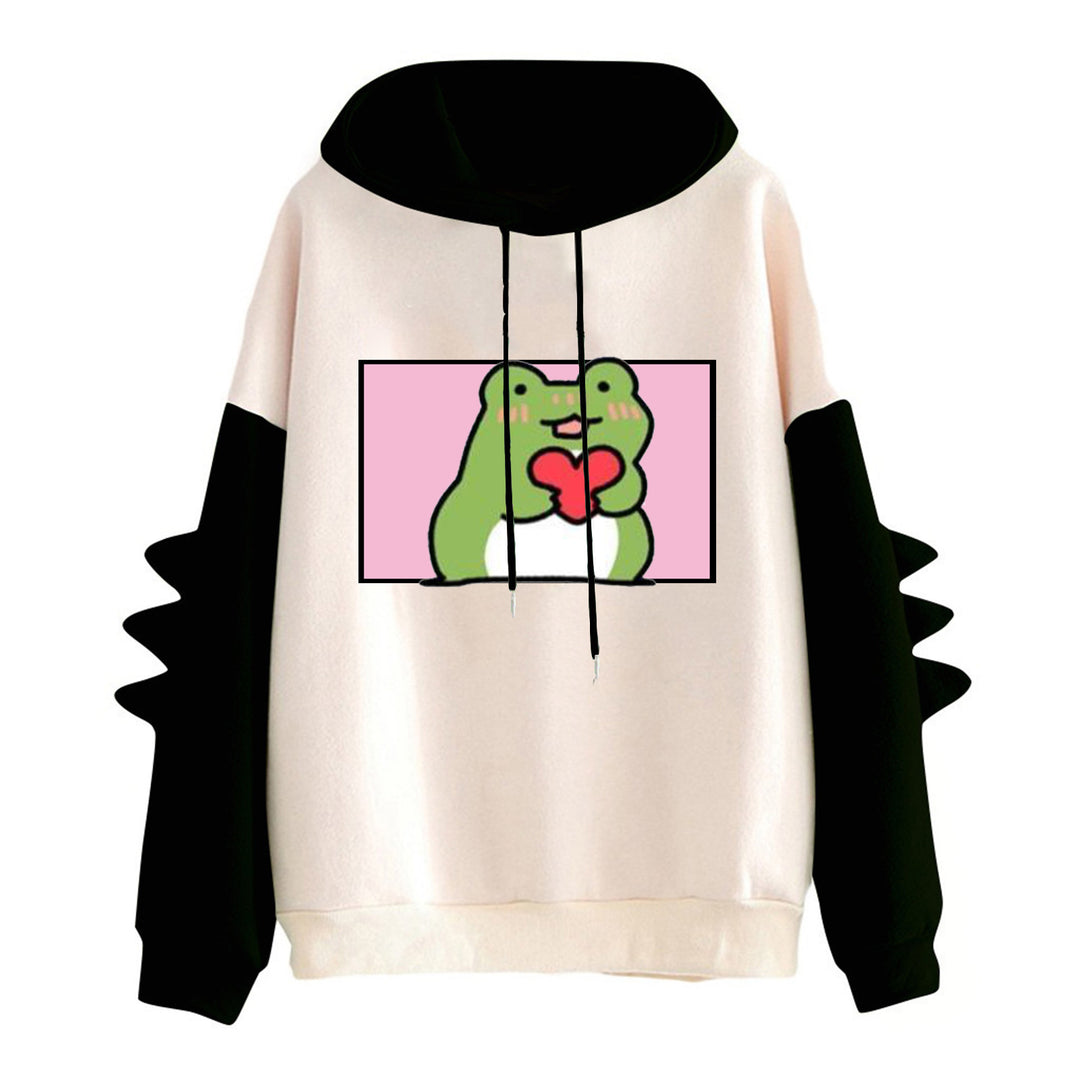 Damer Hoodie med vänlig groddesign Mirla-Eva Jonsson