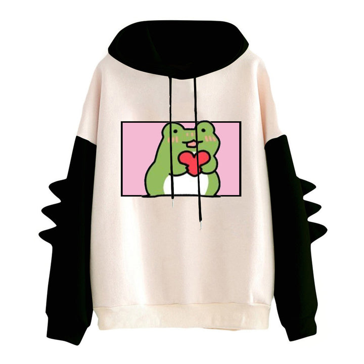Damer Hoodie med vänlig groddesign Mirla-Eva Jonsson