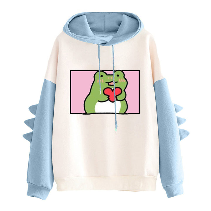 Damer Hoodie med vänlig groddesign Mirla-Eva Jonsson