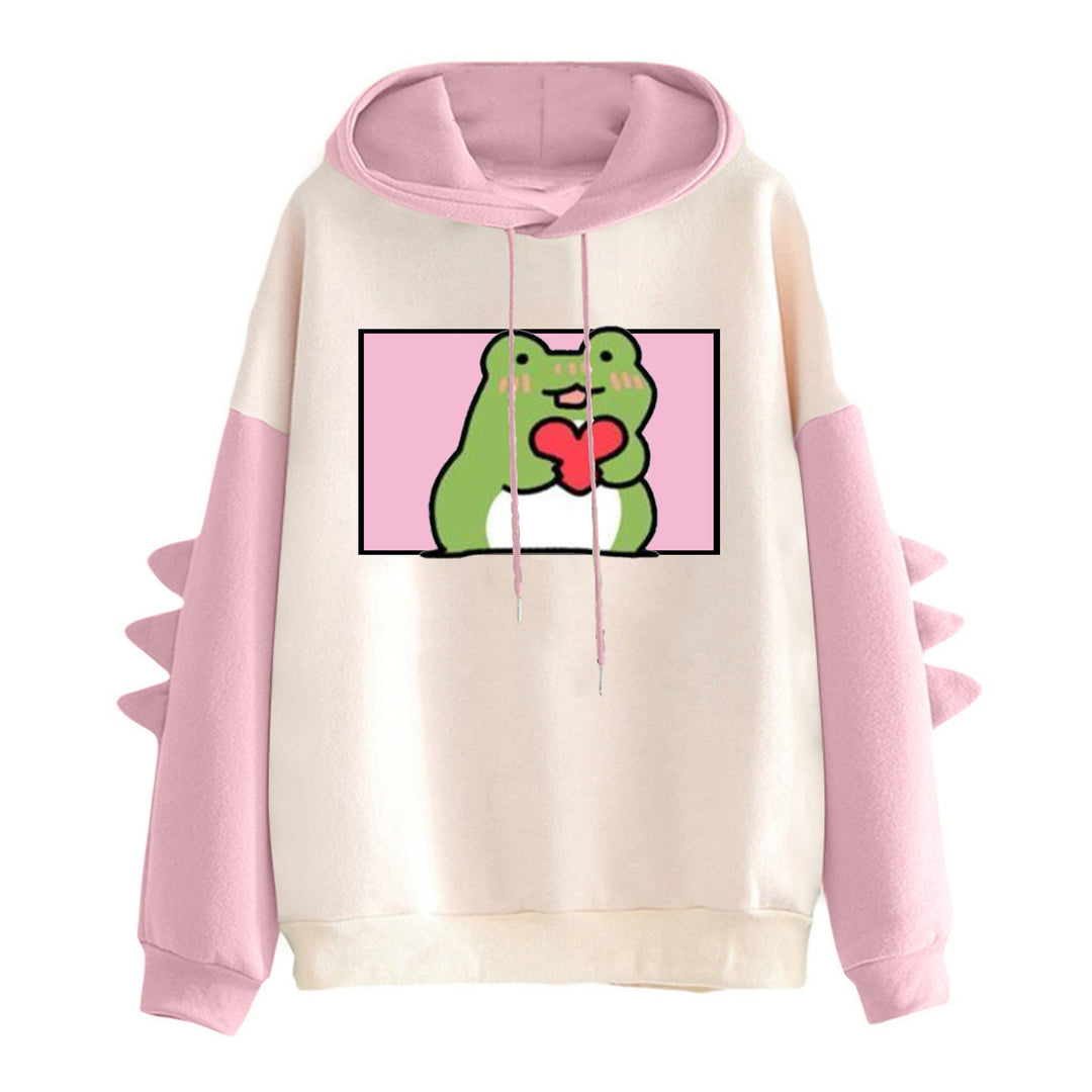 Damer Hoodie med vänlig groddesign Mirla-Eva Jonsson