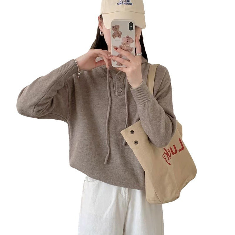 Damer Hoodie-tröja med knappar och hög krage Eva Jonsson-Eva Jonsson