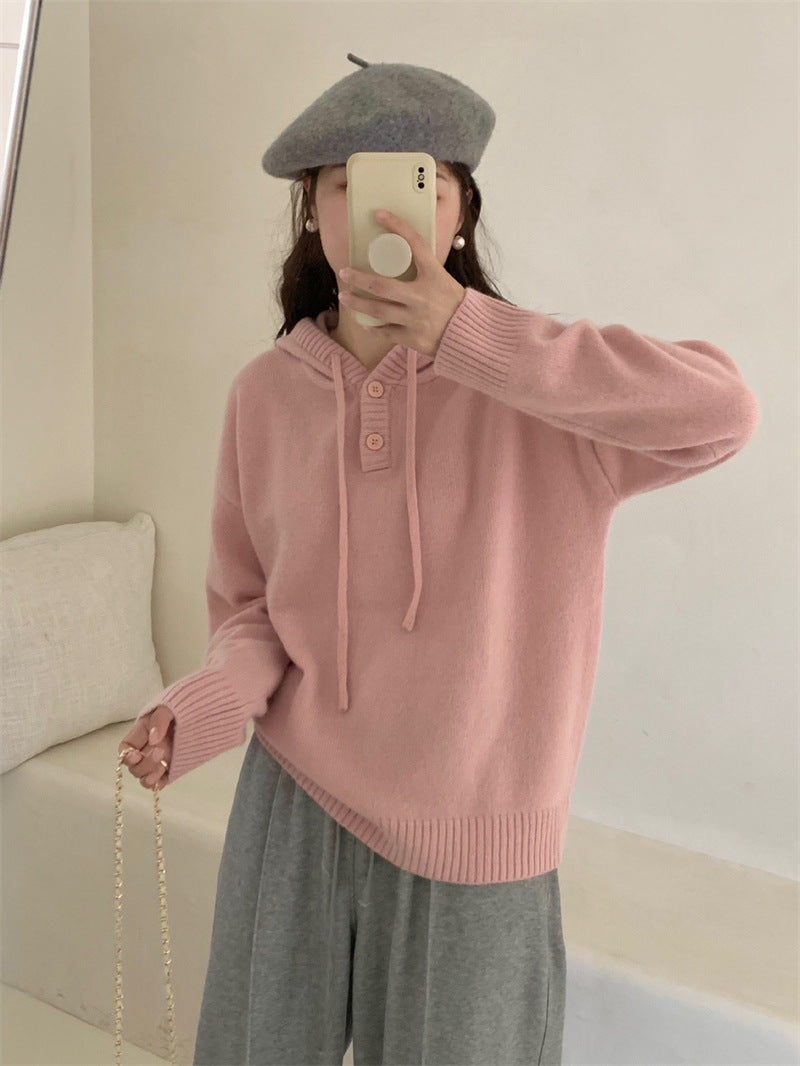 Damer Hoodie-tröja med knappar och hög krage Eva Jonsson-Eva Jonsson