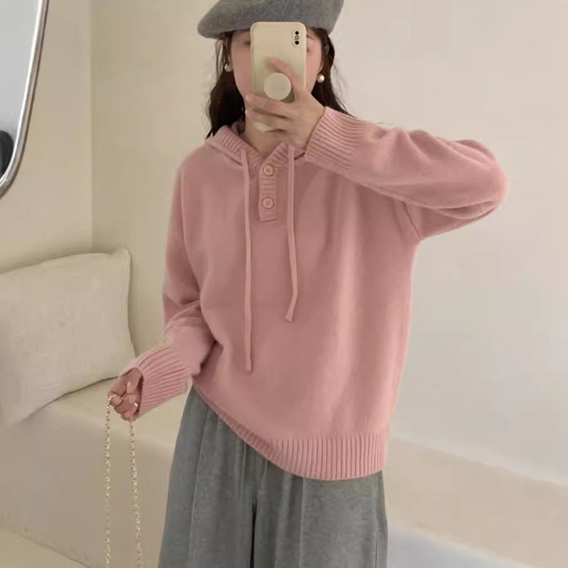 Damer Hoodie-tröja med knappar och hög krage Eva Jonsson-Eva Jonsson