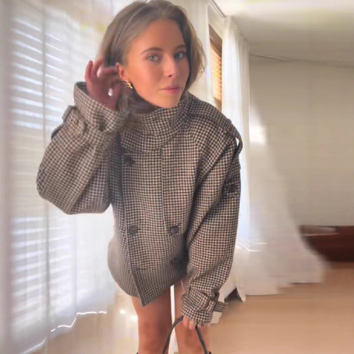 Damer Houndstooth Oversized Kort-Jacka Mirla-Eva Jonsson