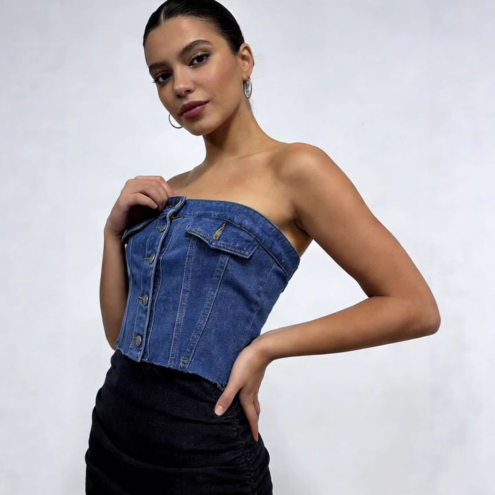 Damer Jeans Bustier Top Mirla-Eva Jonsson