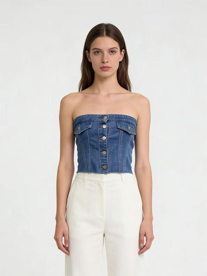 Damer Jeans Bustier Top Mirla-Eva Jonsson
