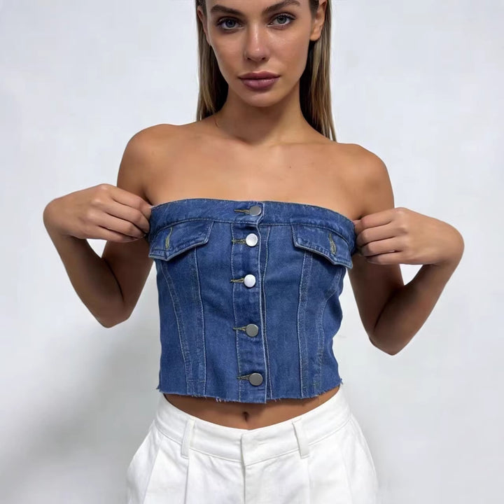 Damer Jeans Bustier Top Mirla-Eva Jonsson