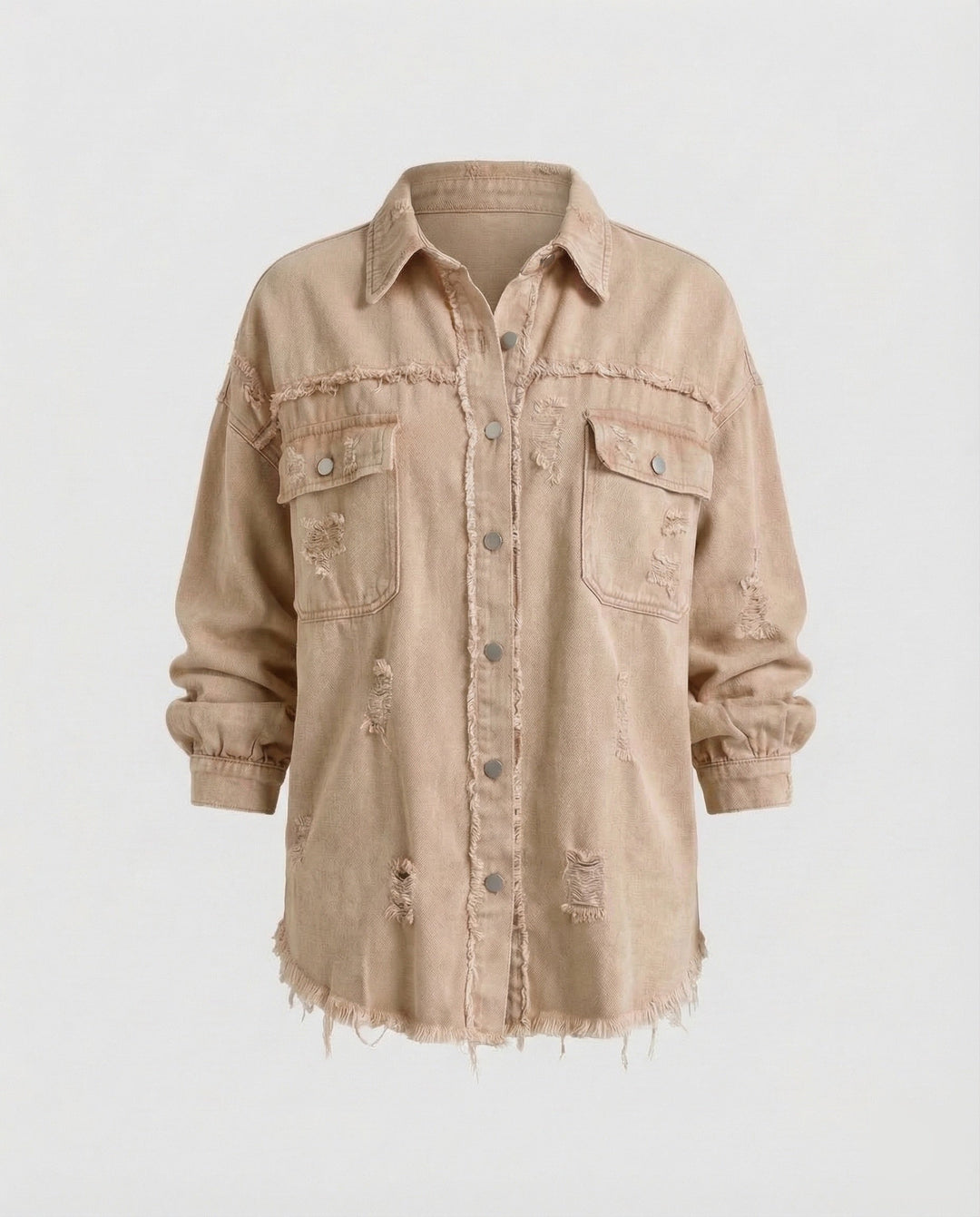 Damer Jeans-Skjorta Jacka Fransad Kant-Eva Jonsson