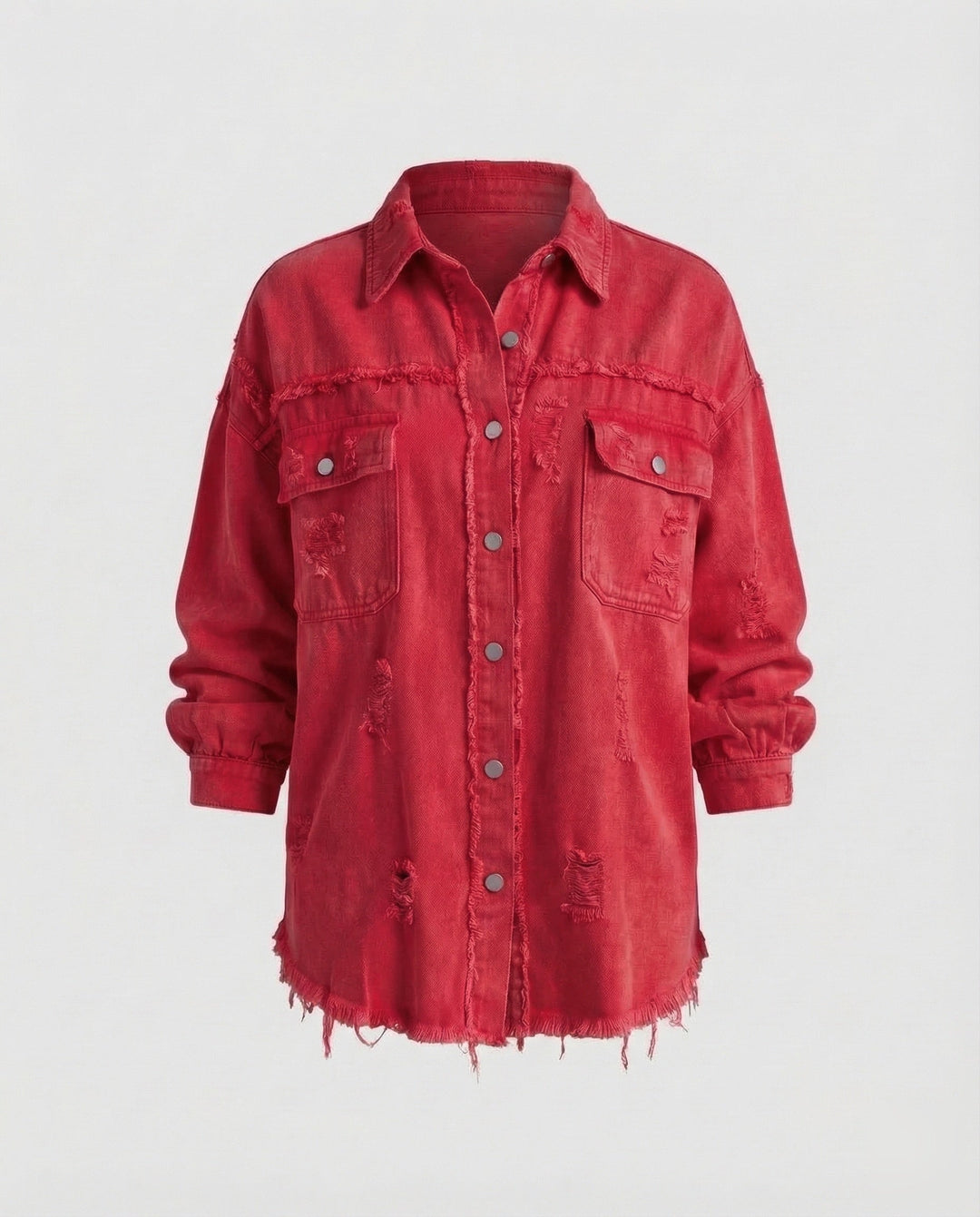 Damer Jeans-Skjorta Jacka Fransad Kant-Eva Jonsson
