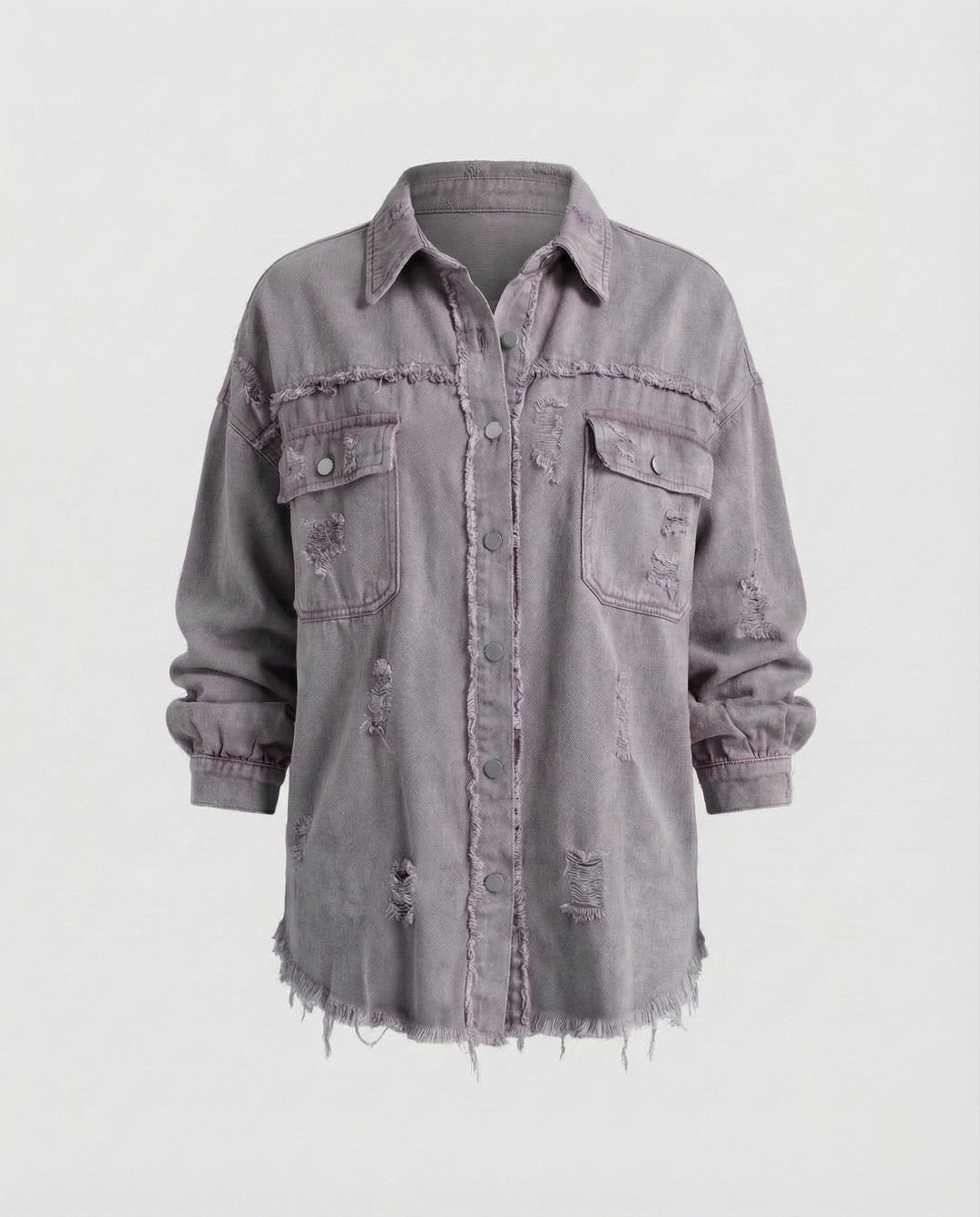 Damer Jeans-Skjorta Jacka Fransad Kant-Eva Jonsson