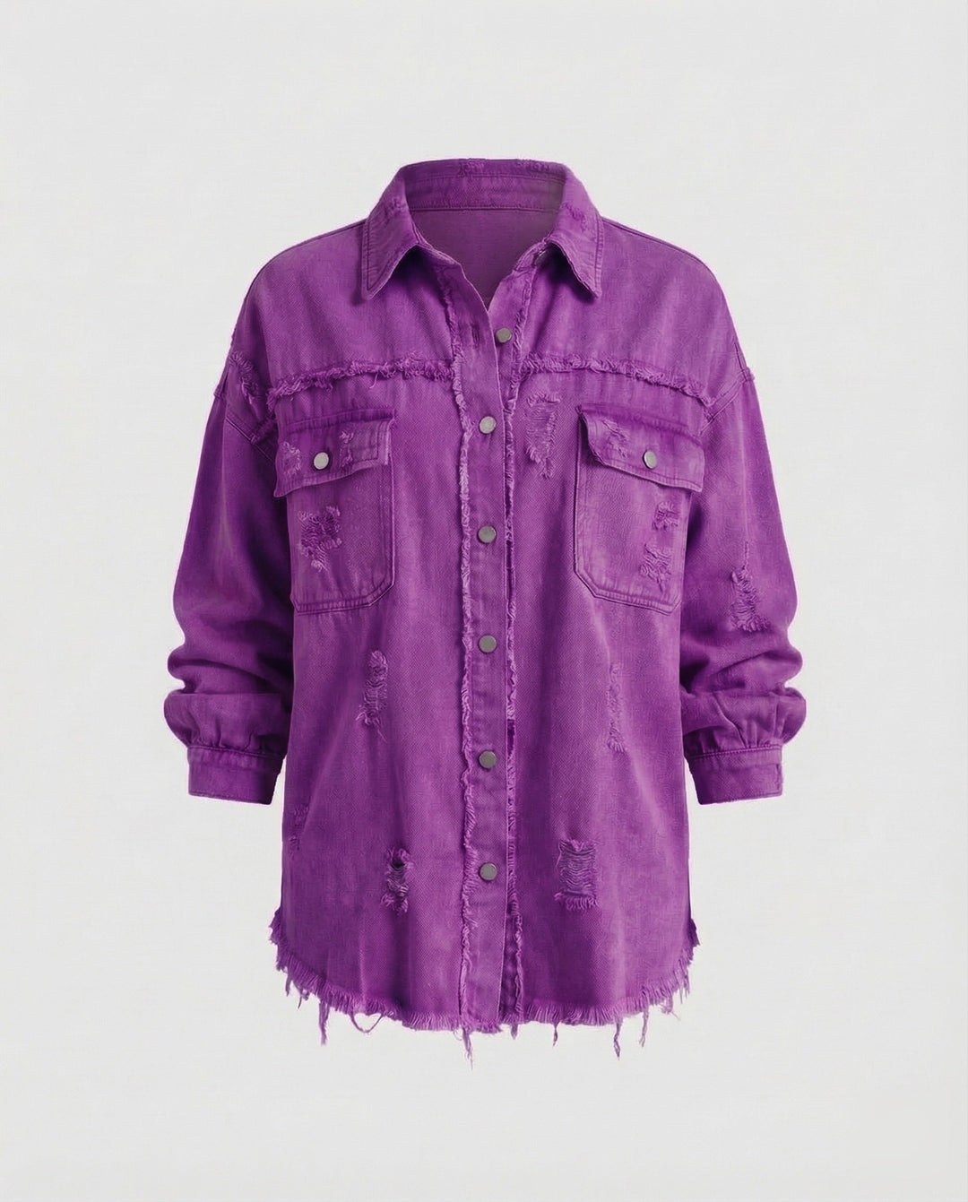 Damer Jeans-Skjorta Jacka Fransad Kant-Eva Jonsson
