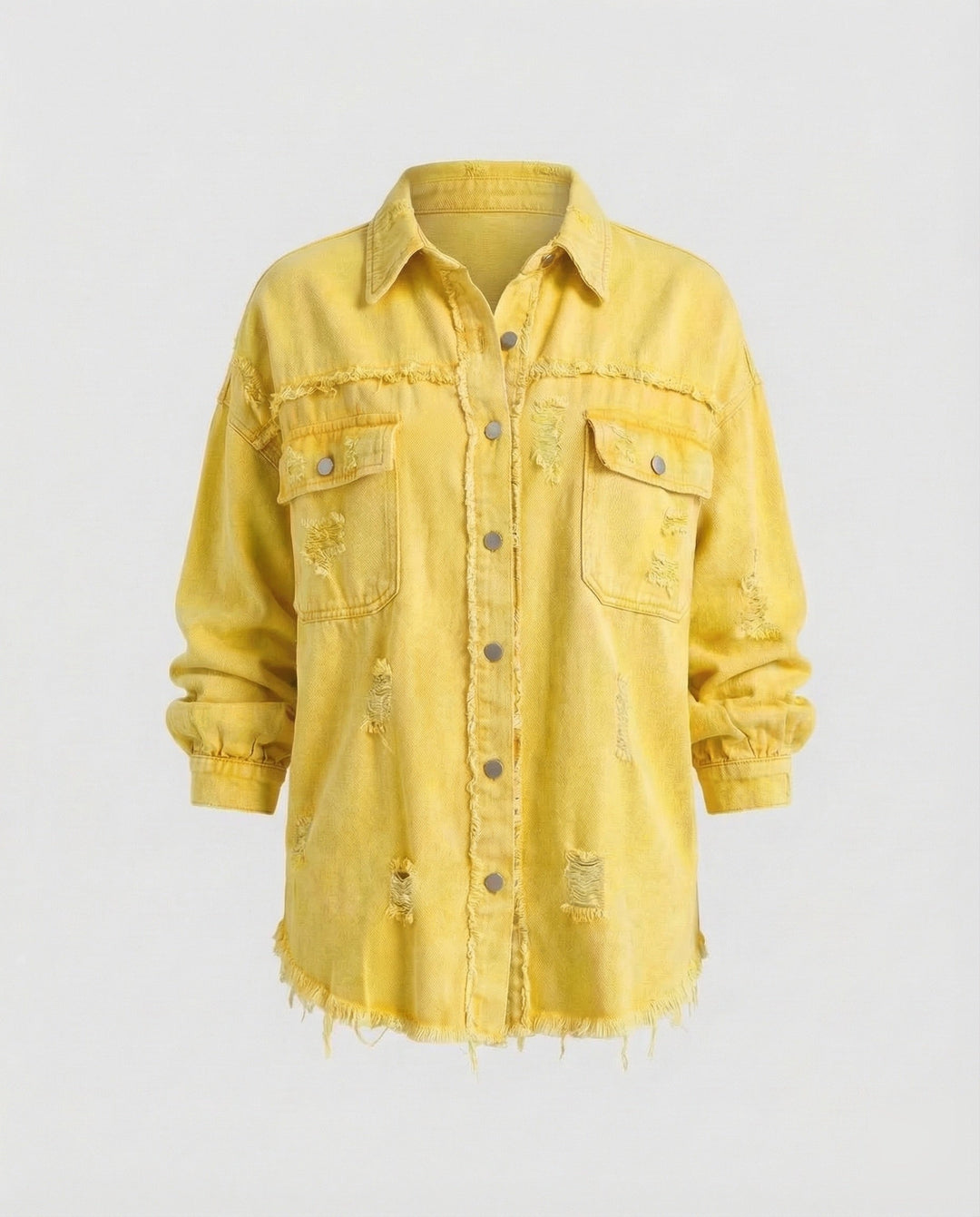 Damer Jeans-Skjorta Jacka Fransad Kant-Eva Jonsson