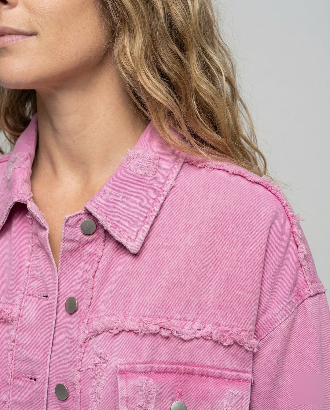 Damer Jeans-Skjorta Jacka Fransad Kant-Eva Jonsson