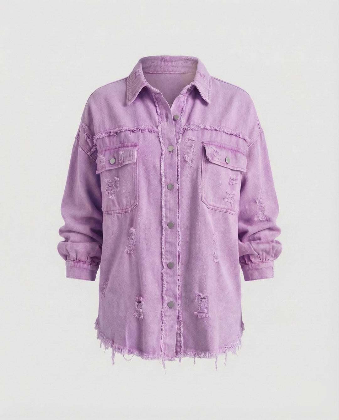 Damer Jeans-Skjorta Jacka Fransad Kant-Eva Jonsson