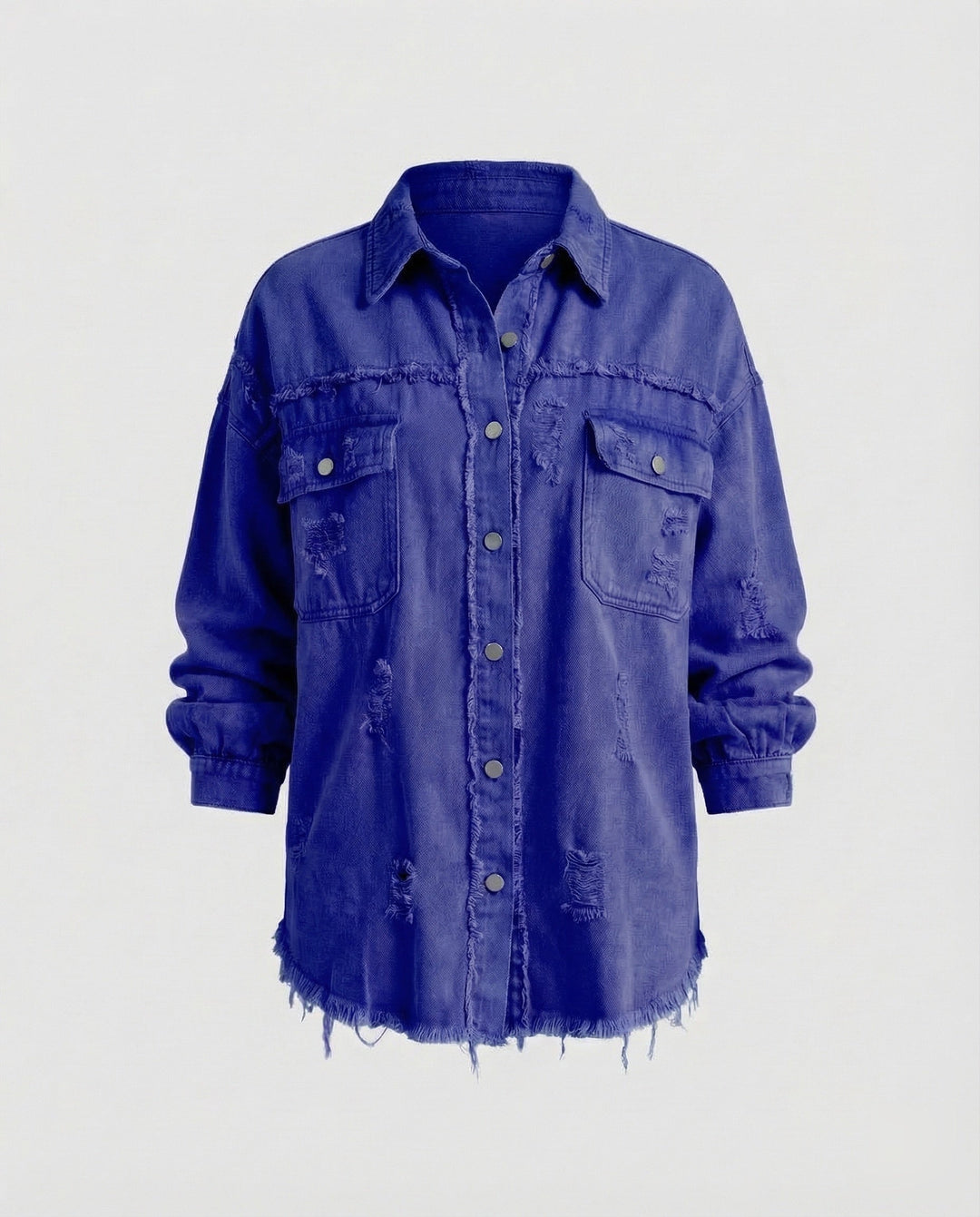 Damer Jeans-Skjorta Jacka Fransad Kant-Eva Jonsson