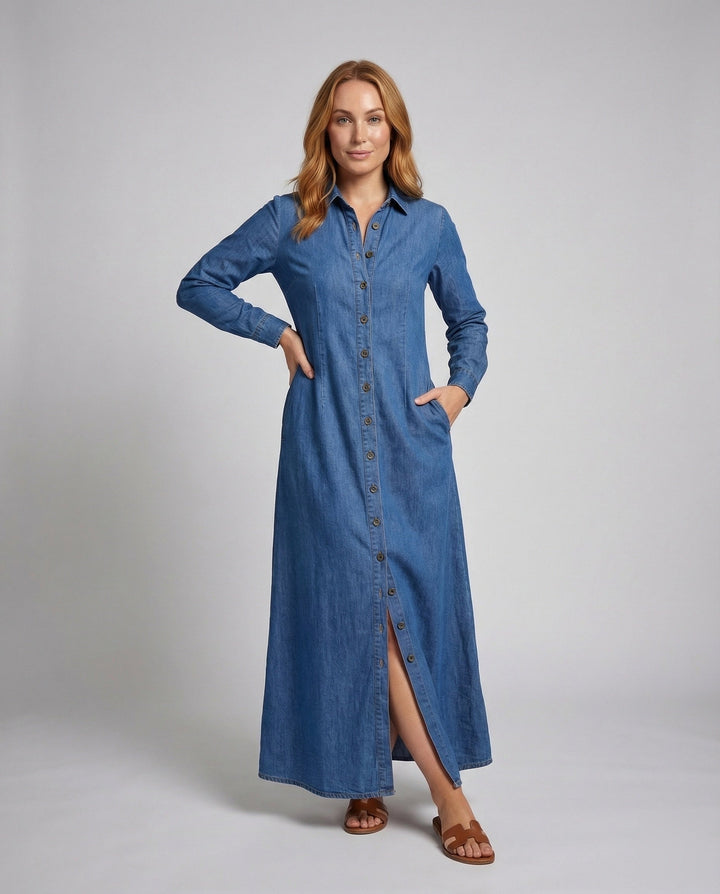 Damer Jeans Skjortklänning Lång-Eva Jonsson