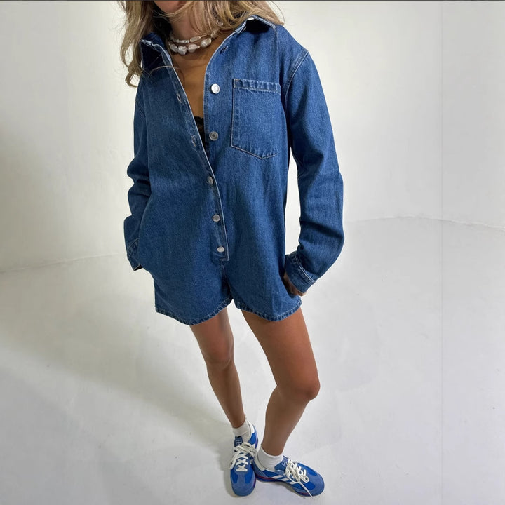 Damer Jeans-overall med kort ärm och praktiska fickor Mirla-Eva Jonsson