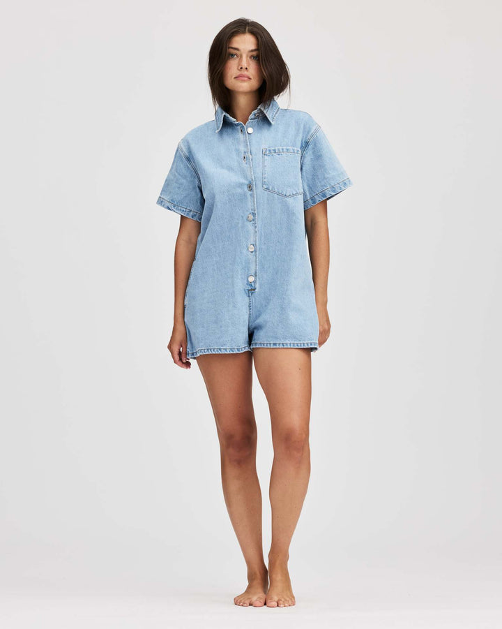 Damer Jeans-overall med kort ärm och praktiska fickor Mirla-Eva Jonsson