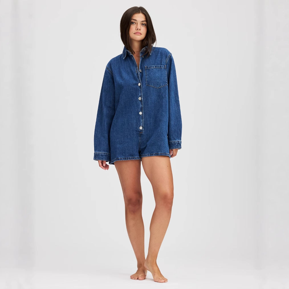 Damer Jeans-overall med kort ärm och praktiska fickor Mirla-Eva Jonsson