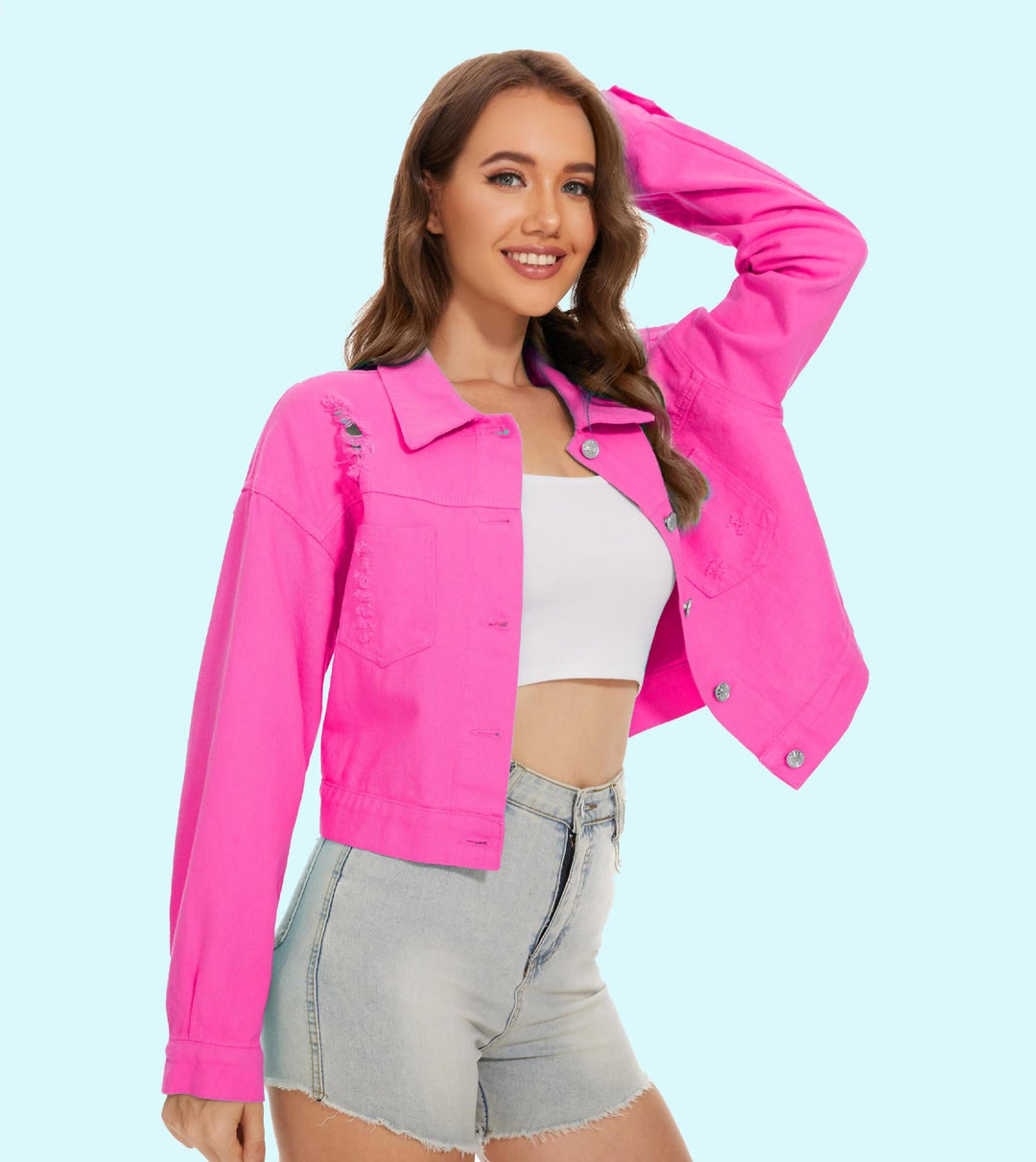 Damer Jeansjacka i avslappnad crop-stil med fransdetaljer Mirla-Eva Jonsson