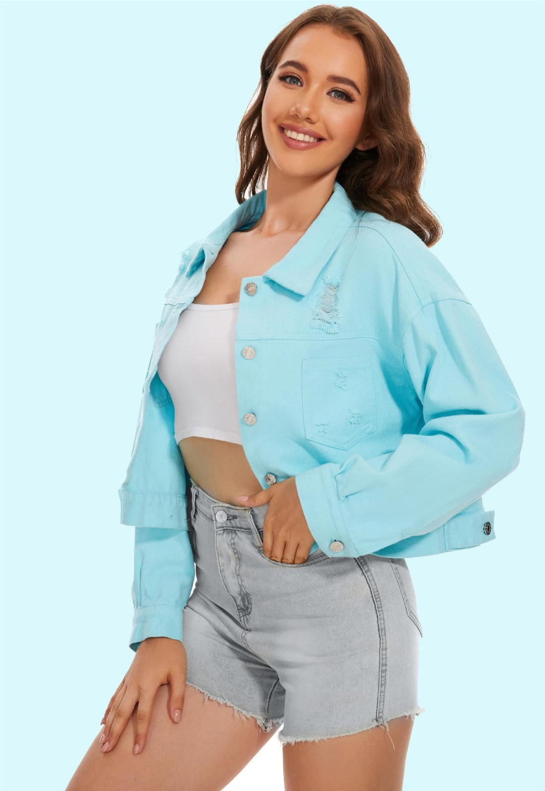 Damer Jeansjacka i avslappnad crop-stil med fransdetaljer Mirla-Eva Jonsson
