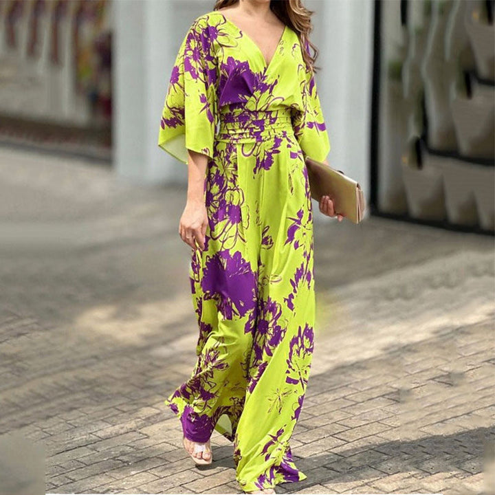 Damer Jumpsuit med Blommönster och Voluminösa Ärmär Mirla-Eva Jonsson