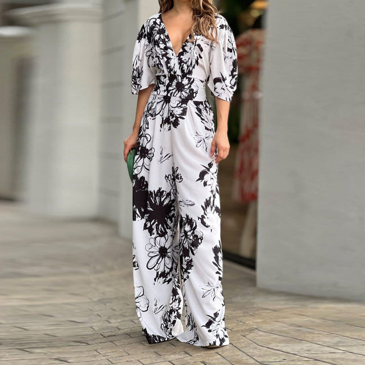 Damer Jumpsuit med Blommönster och Voluminösa Ärmär Mirla-Eva Jonsson