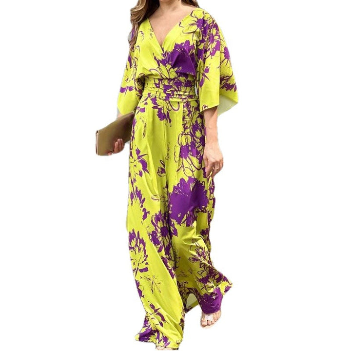 Damer Jumpsuit med Blommönster och Voluminösa Ärmär Mirla-Eva Jonsson