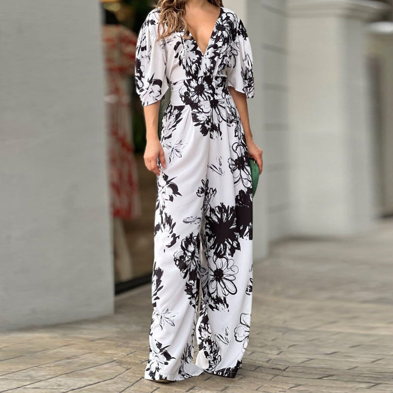 Damer Jumpsuit med Blommönster och Voluminösa Ärmär Mirla-Eva Jonsson