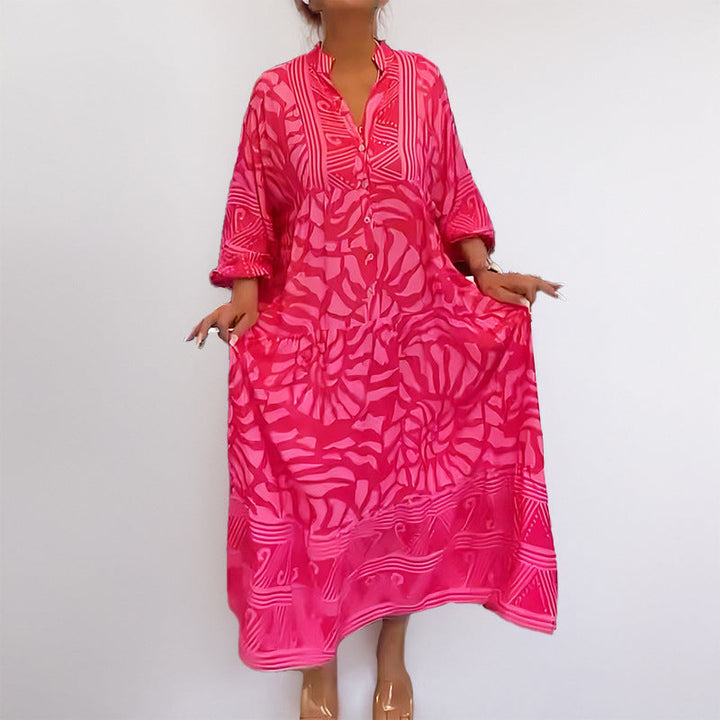 Damer Kaftan Klänning med Avslappnad Snitt och Konstfullt Mönster Mirla-Eva Jonsson