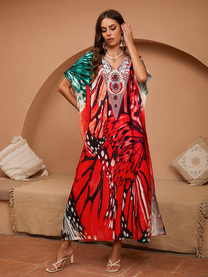 Damer Kaftan med Konstfull Design och Eleganta Pärlprydnader Mirla-Eva Jonsson
