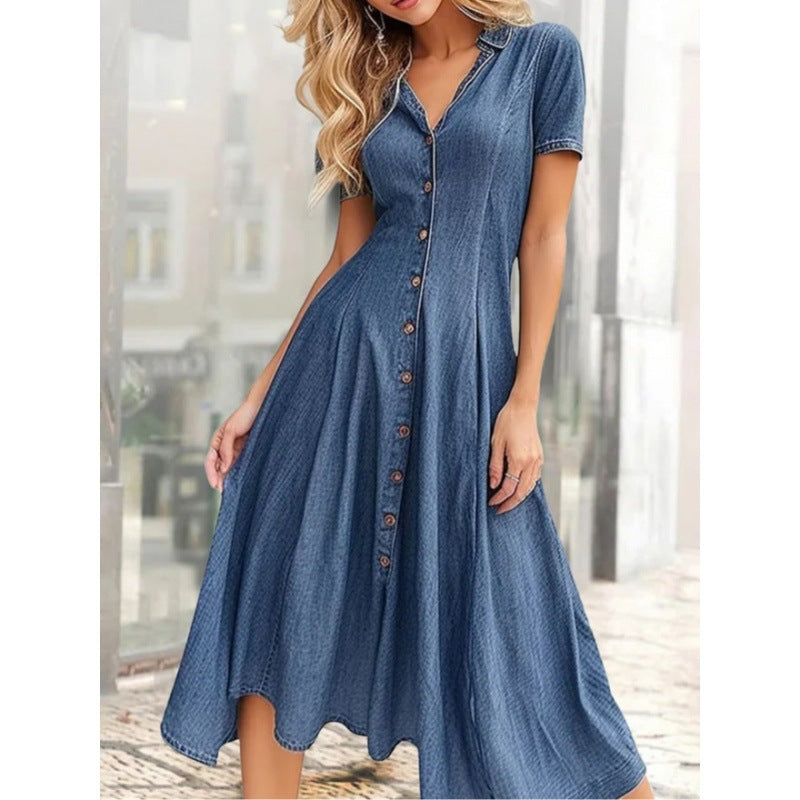 Damer Knapp-Up Denim Midi Klänning Eva Jonsson-Eva Jonsson