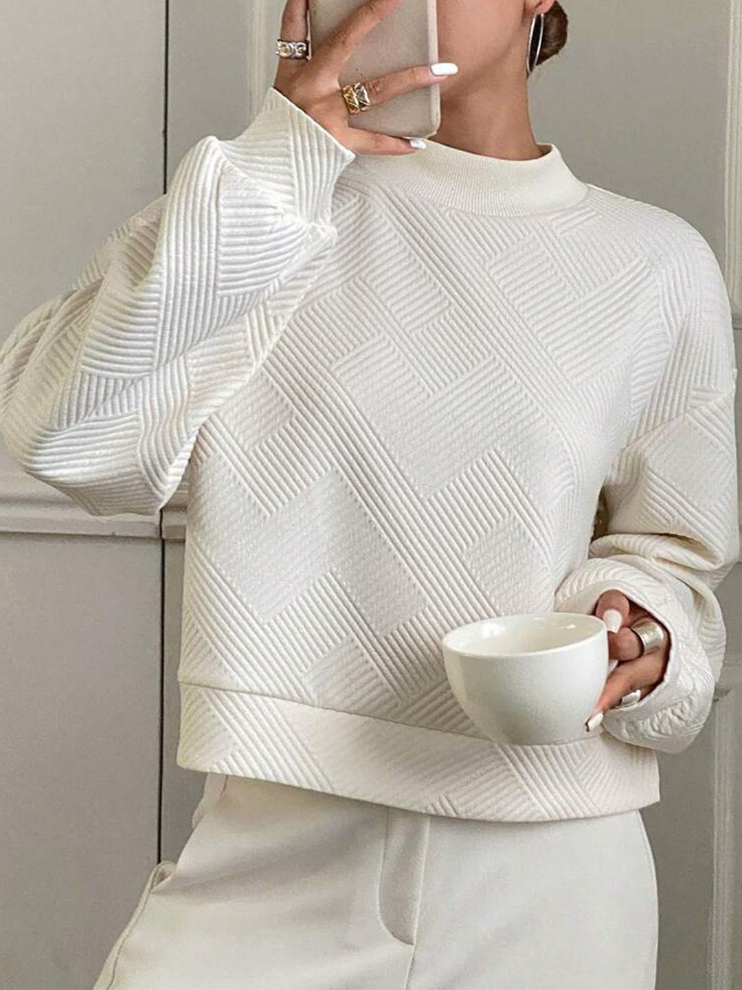 Damer Komfortabel Sweatshirt med strukturerad väv Mirla-Eva Jonsson