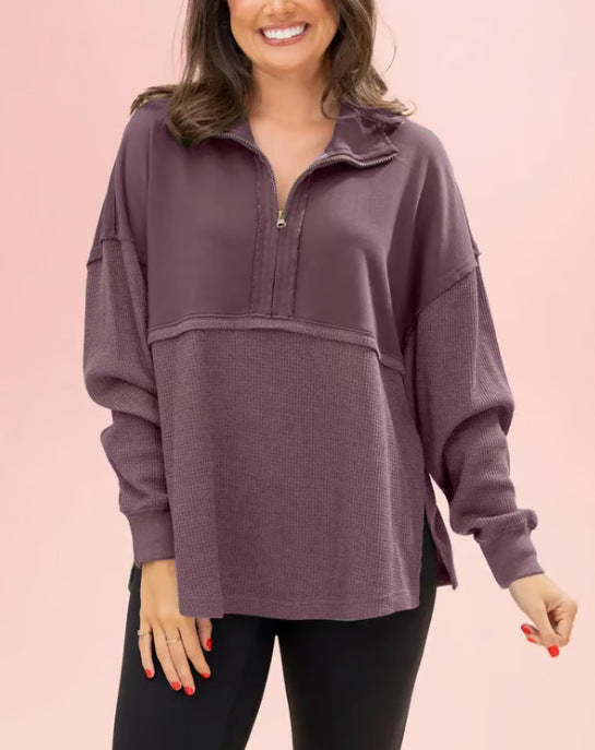 Damer Komfortabel Zip-Pullover med avslappnad passform Mirla-Eva Jonsson