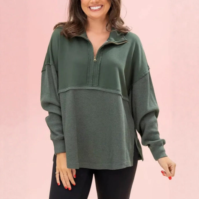Damer Komfortabel Zip-Pullover med avslappnad passform Mirla-Eva Jonsson