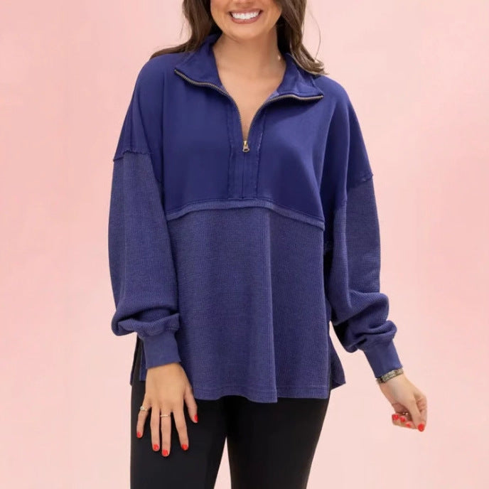 Damer Komfortabel Zip-Pullover med avslappnad passform Mirla-Eva Jonsson