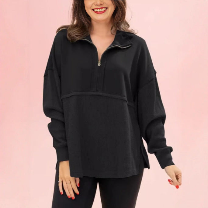 Damer Komfortabel Zip-Pullover med avslappnad passform Mirla-Eva Jonsson