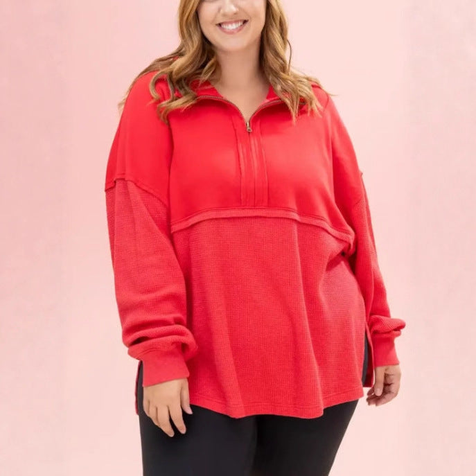 Damer Komfortabel Zip-Pullover med avslappnad passform Mirla-Eva Jonsson