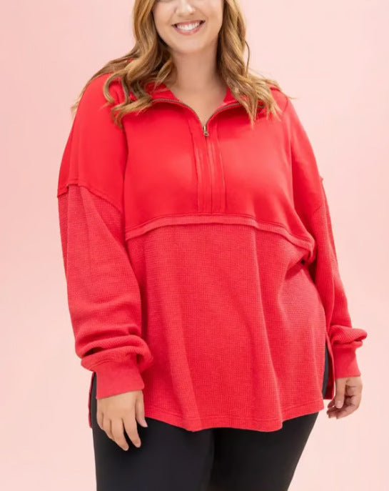 Damer Komfortabel Zip-Pullover med avslappnad passform Mirla-Eva Jonsson