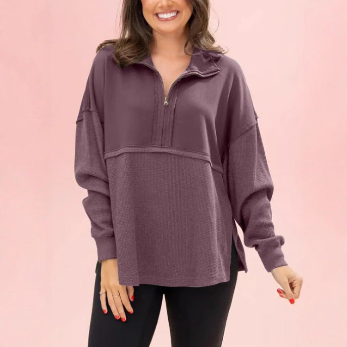 Damer Komfortabel Zip-Pullover med avslappnad passform Mirla-Eva Jonsson