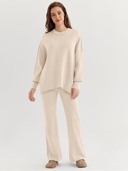 Damer Komfortabla Sweatpants och Oversized Sweatshirt Set Mirla-Eva Jonsson