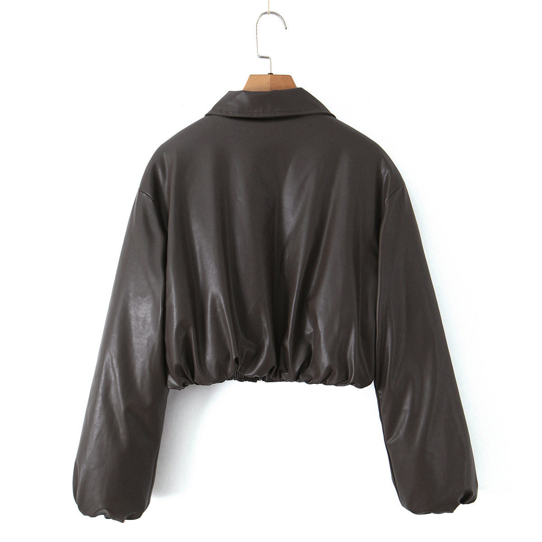 Damer Konstläder Bikerjacka i avslappnad Cropped-design Mirla-Eva Jonsson