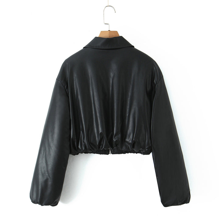 Damer Konstläder Bikerjacka i avslappnad Cropped-design Mirla-Eva Jonsson