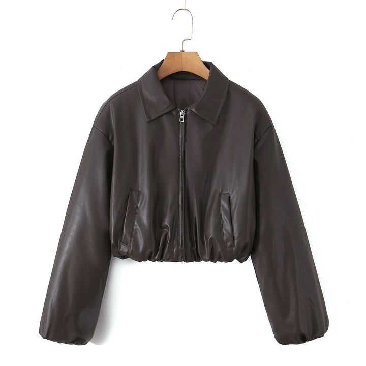 Damer Konstläder Bikerjacka i avslappnad Cropped-design Mirla-Eva Jonsson