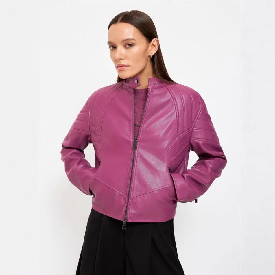 Damer Konstläder Bikerjacka med strukturerad design Mirla-Eva Jonsson