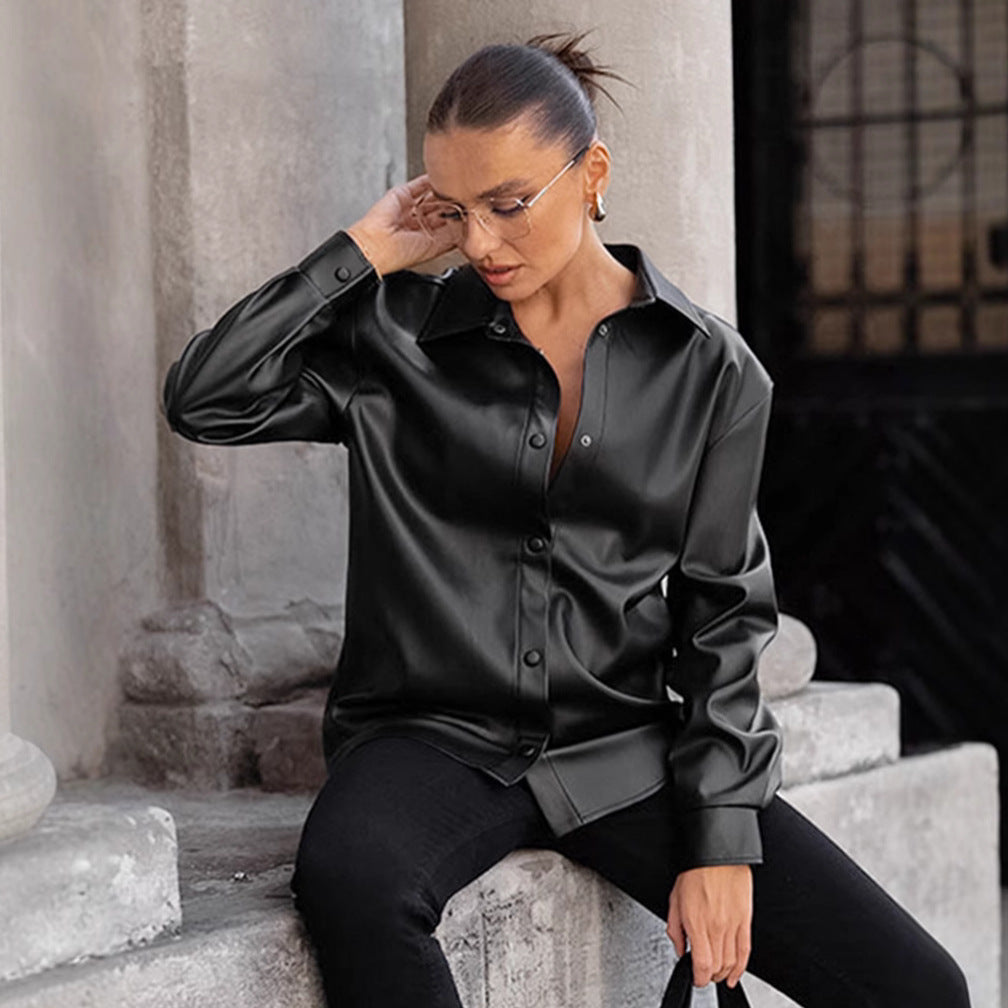 Damer Konstläder Skjortblus Mirla-Eva Jonsson