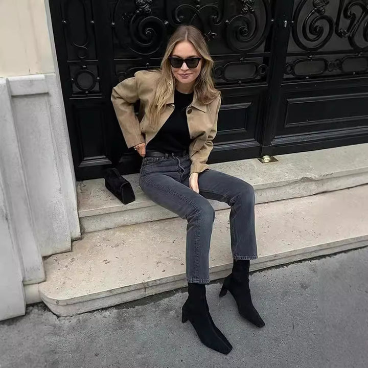 Damer Konstläderjacka med strukturerad design Mirla-Eva Jonsson