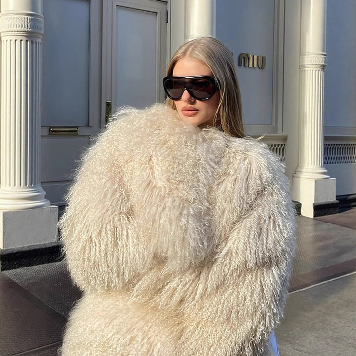 Damer Konstpälsjacka med voluminös krage och eleganta detaljer Eva Jonsson-Eva Jonsson